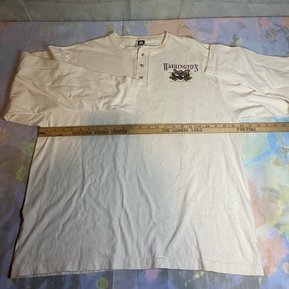 Vintage 90s Washington State Cotton Deluxe XL Long Sleeve Shirt Made in USA - Picture 6 of 7